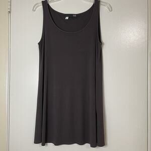 EILEEN FISHER mauve brown silk scoop neck shell tank tunic Small
